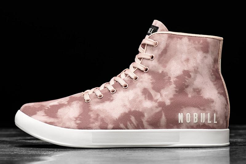 Women\'s Nobull High-Top Dusty Tie-Dye Canvas Trainers Rose | SG T3016C